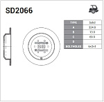SD2066 SANGSIN BRAKE Торм.диск зад.[324x13] 6 отв.