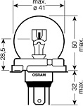 64198 OSRAM лампа BILUX 6055W 12V P45T_  64198