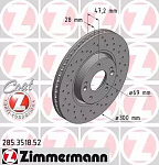 285351852 ZIMMERMANN Диск тормозной. (Sport Z disc) HYUN/KIA IX35/SPORTAGE 10- перед.вент.Sport Coat Z