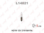 L14821 LYNXAUTO Лампа накаливания H21W 12V 21W BAY9S  L14821