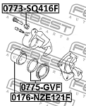 0775GVF FEBEST Ремкомплект тормозного суппорта. NISSAN PRAIRIE M11 1988.09-1998.11 [JP]