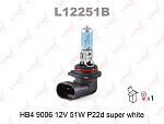 L12251B LYNXAUTO Лампа HB4 9006 12V 51W P22D SUPER WHITE