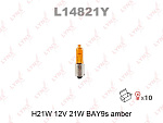 L14821Y LYNXAUTO Лампа H21W 12V BAY9s AMBER